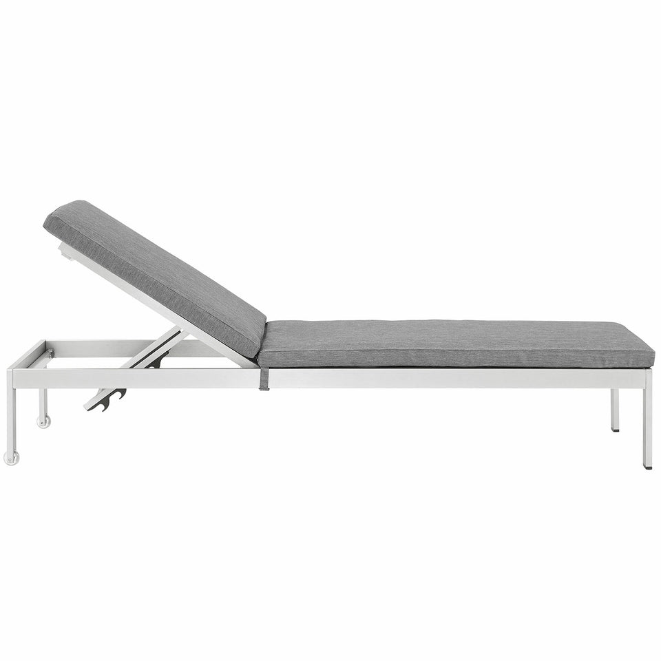 Shore Outdoor Patio Aluminum Chaise with Cushions.
