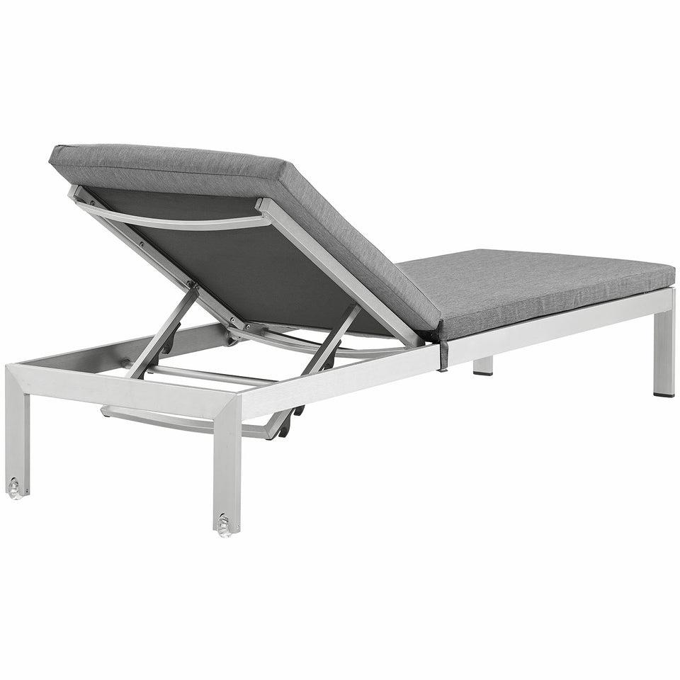 Shore Outdoor Patio Aluminum Chaise with Cushions.