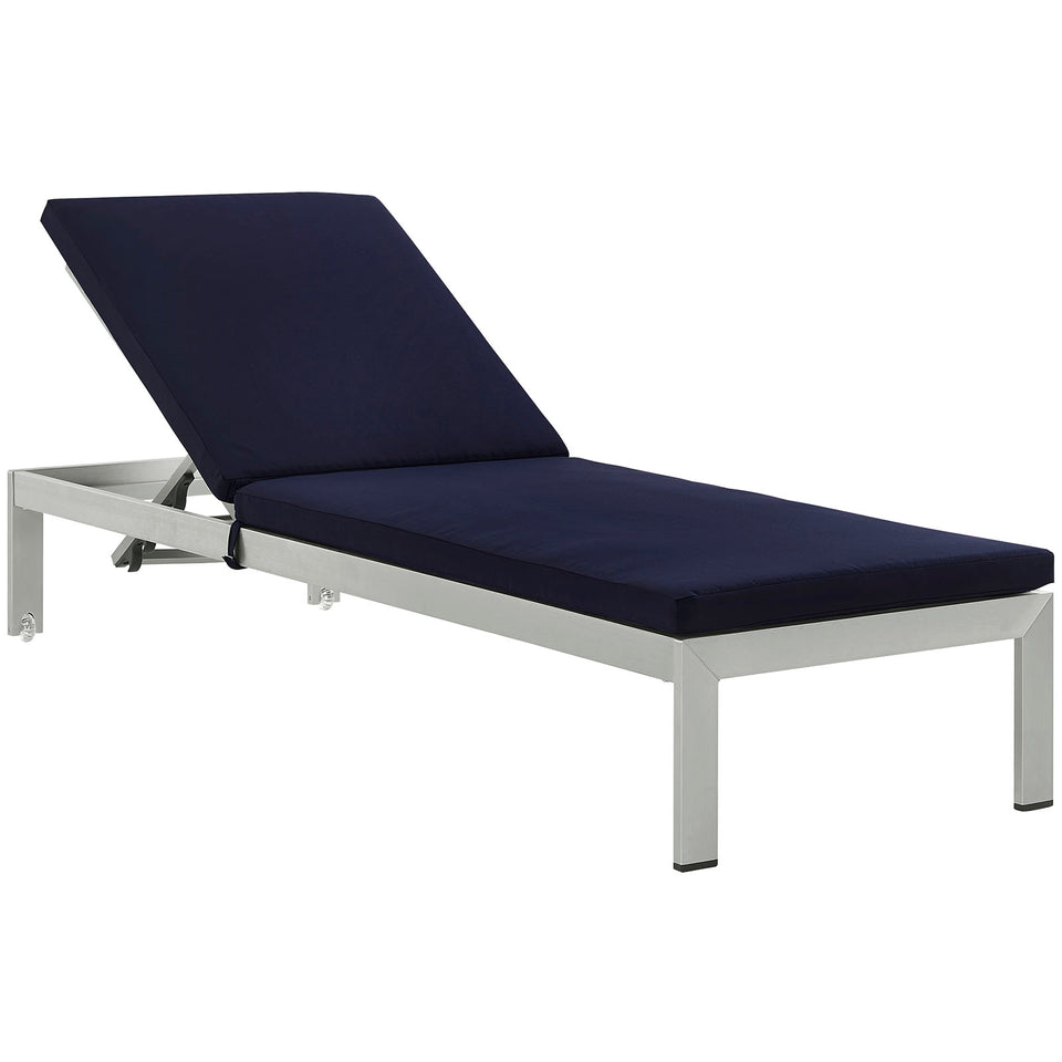 Shore Outdoor Patio Aluminum Chaise with Cushions.