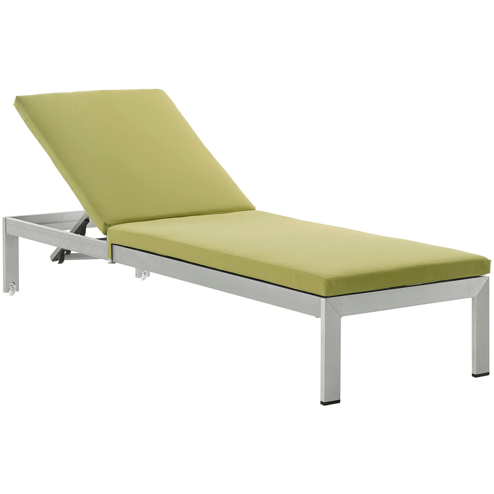 Shore Outdoor Patio Aluminum Chaise with Cushions.