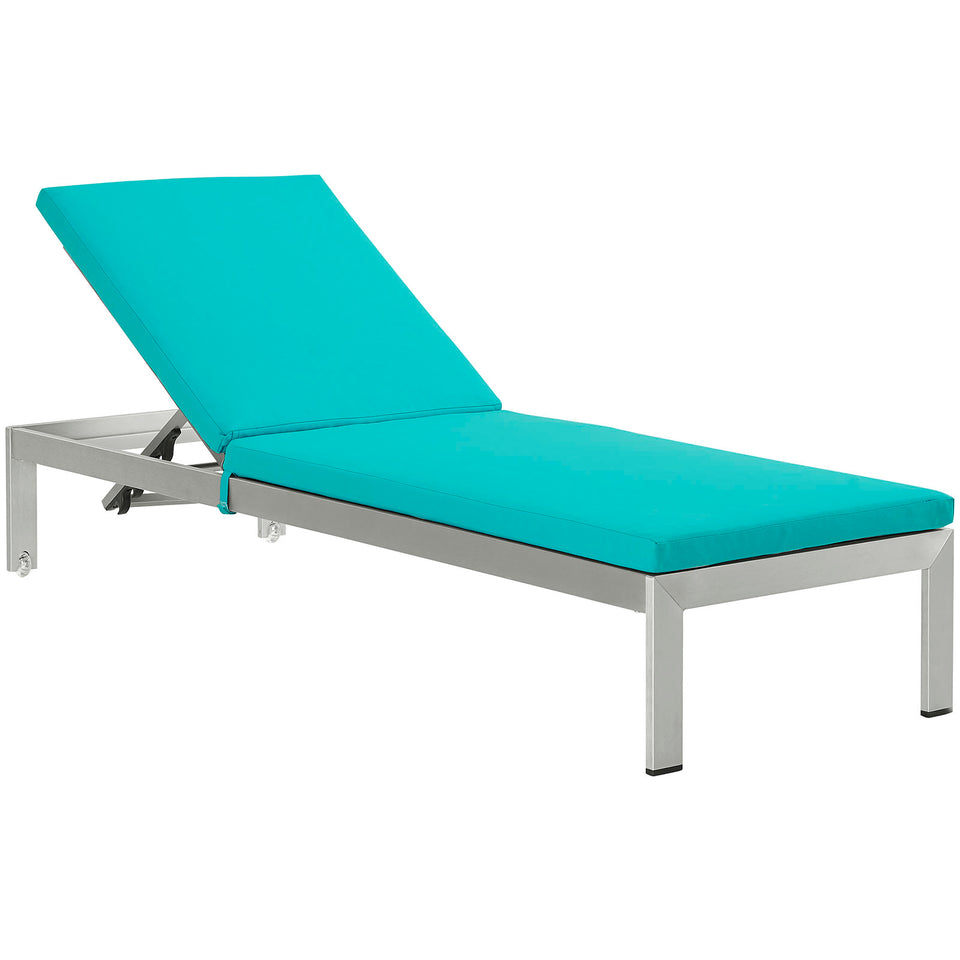 Shore Outdoor Patio Aluminum Chaise with Cushions.