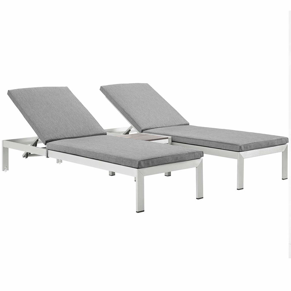 Shore 3 Piece Outdoor Patio Aluminum Chaise.