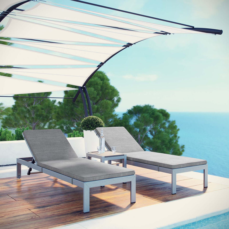 Shore 3 Piece Outdoor Patio Aluminum Chaise.