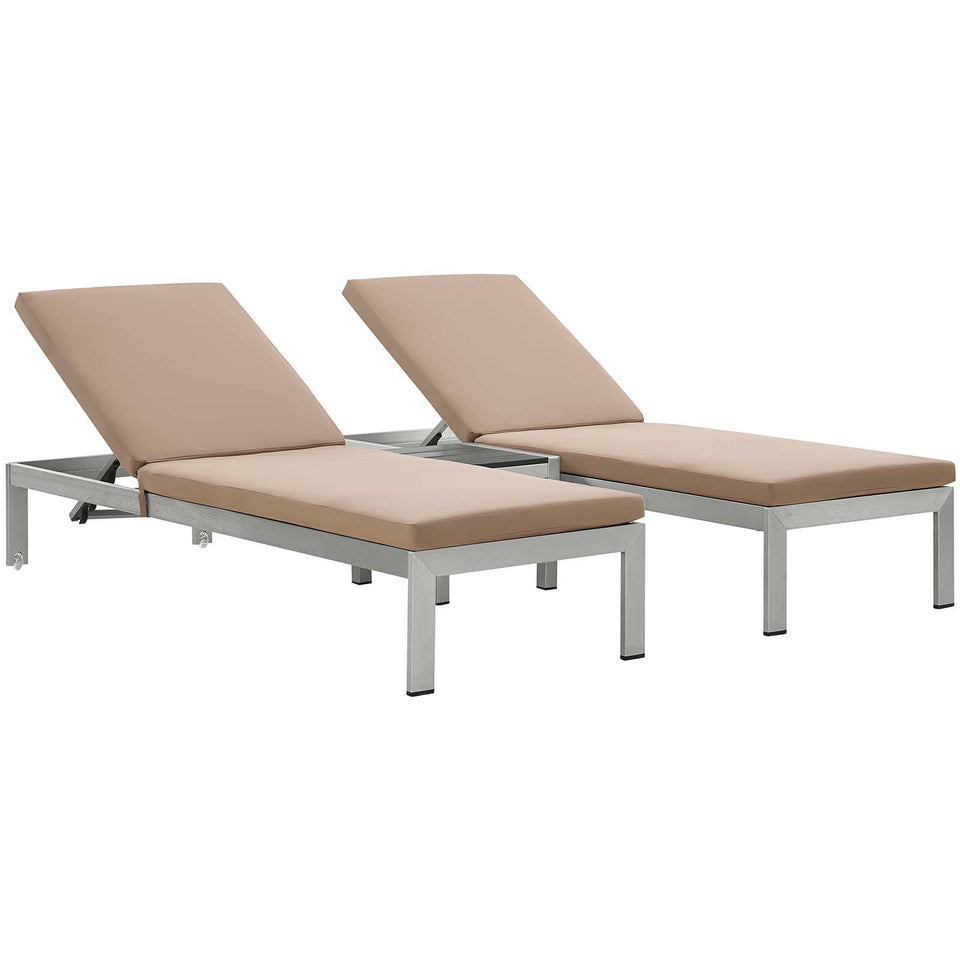 Shore 3 Piece Outdoor Patio Aluminum Chaise.