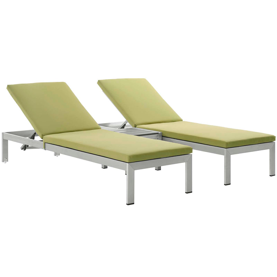 Shore 3 Piece Outdoor Patio Aluminum Chaise.