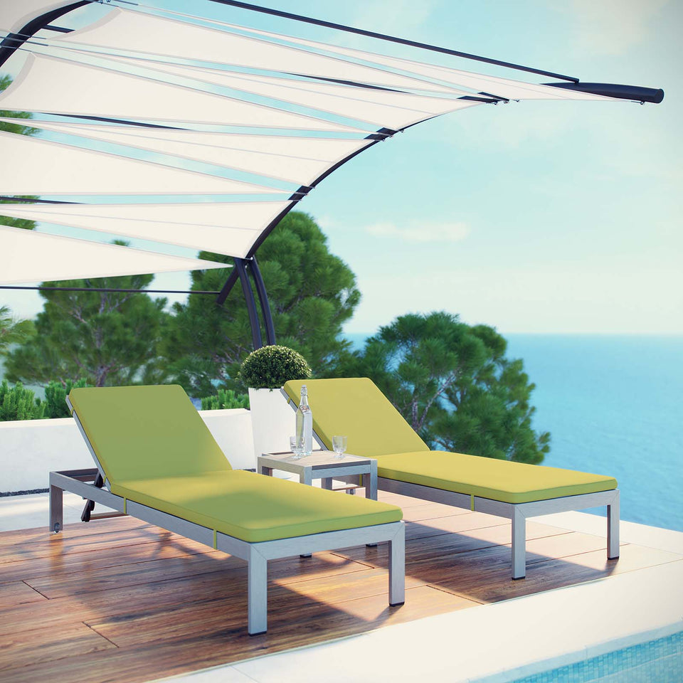 Shore 3 Piece Outdoor Patio Aluminum Chaise.