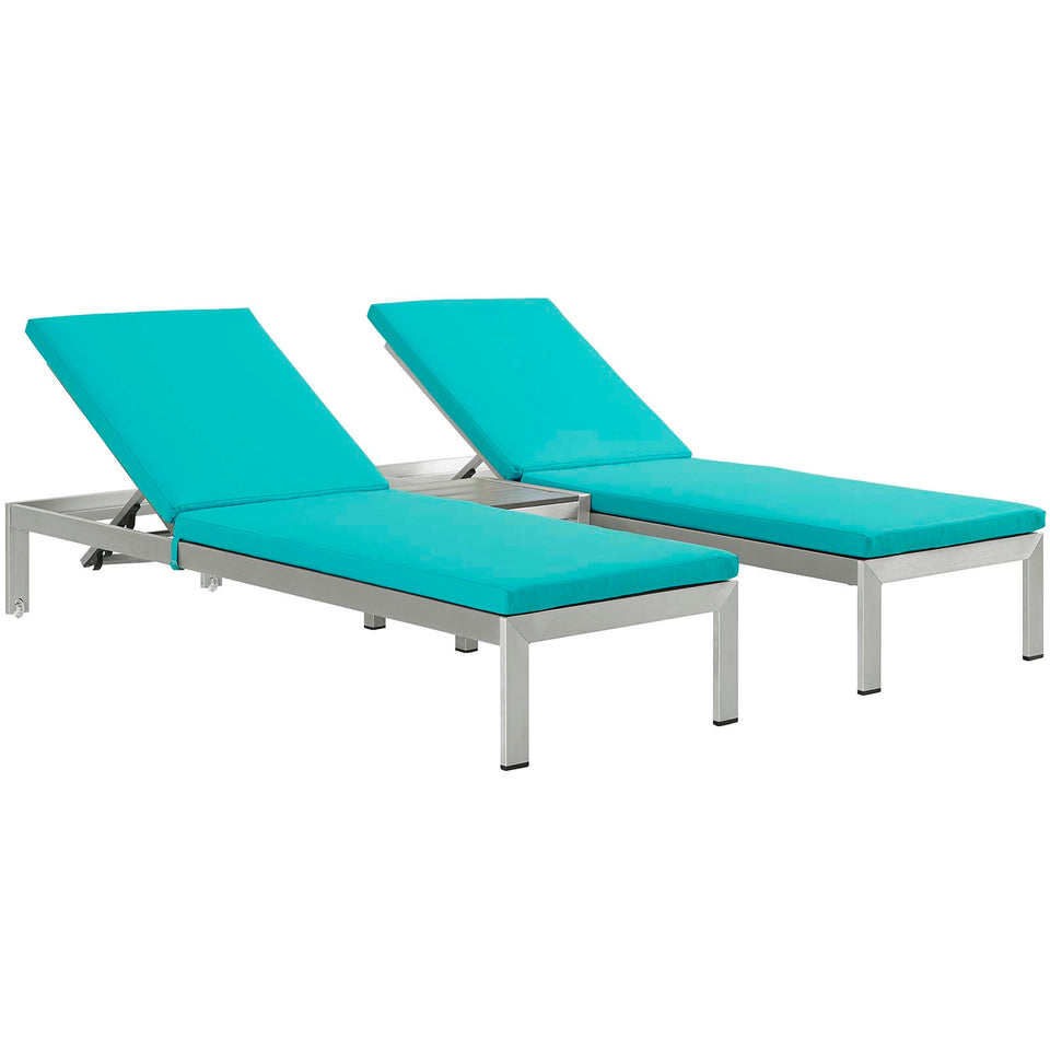 Shore 3 Piece Outdoor Patio Aluminum Chaise.