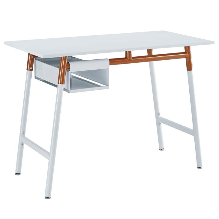Respite wood writing desk in white orange.