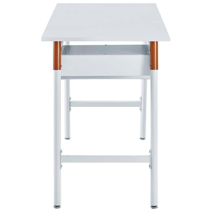 Respite wood writing desk in white orange.