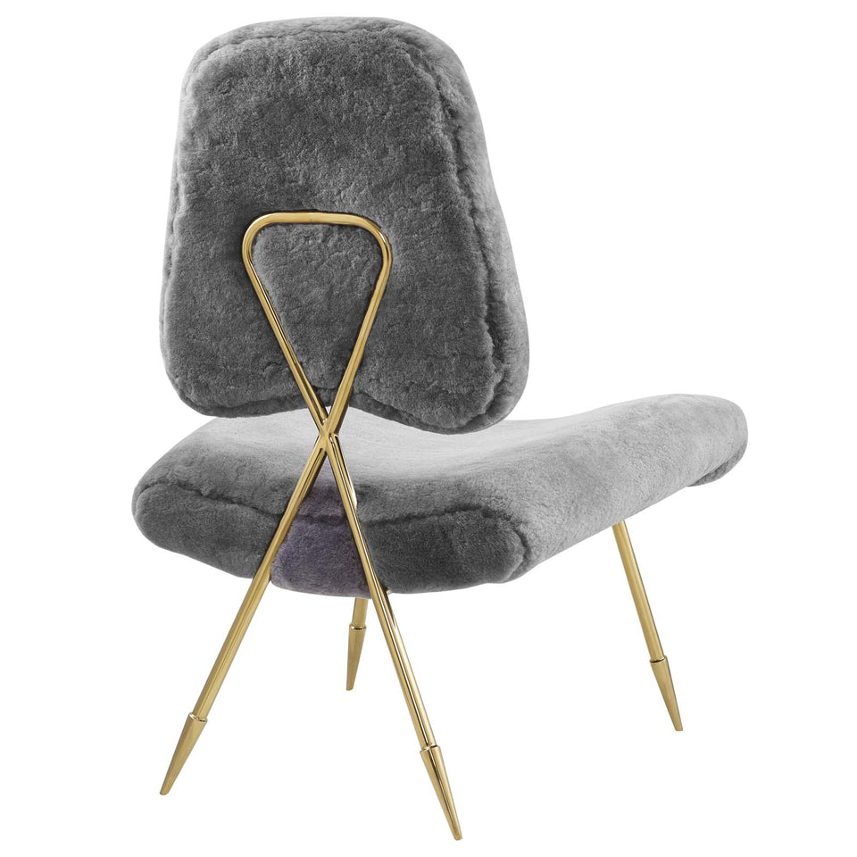 Ponder Upholstered Sheepskin Fur Lounge Chair.