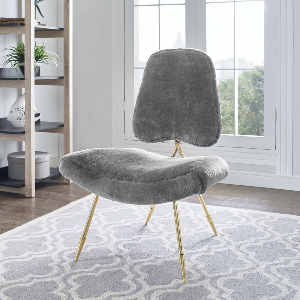 Ponder Upholstered Sheepskin Fur Lounge Chair.
