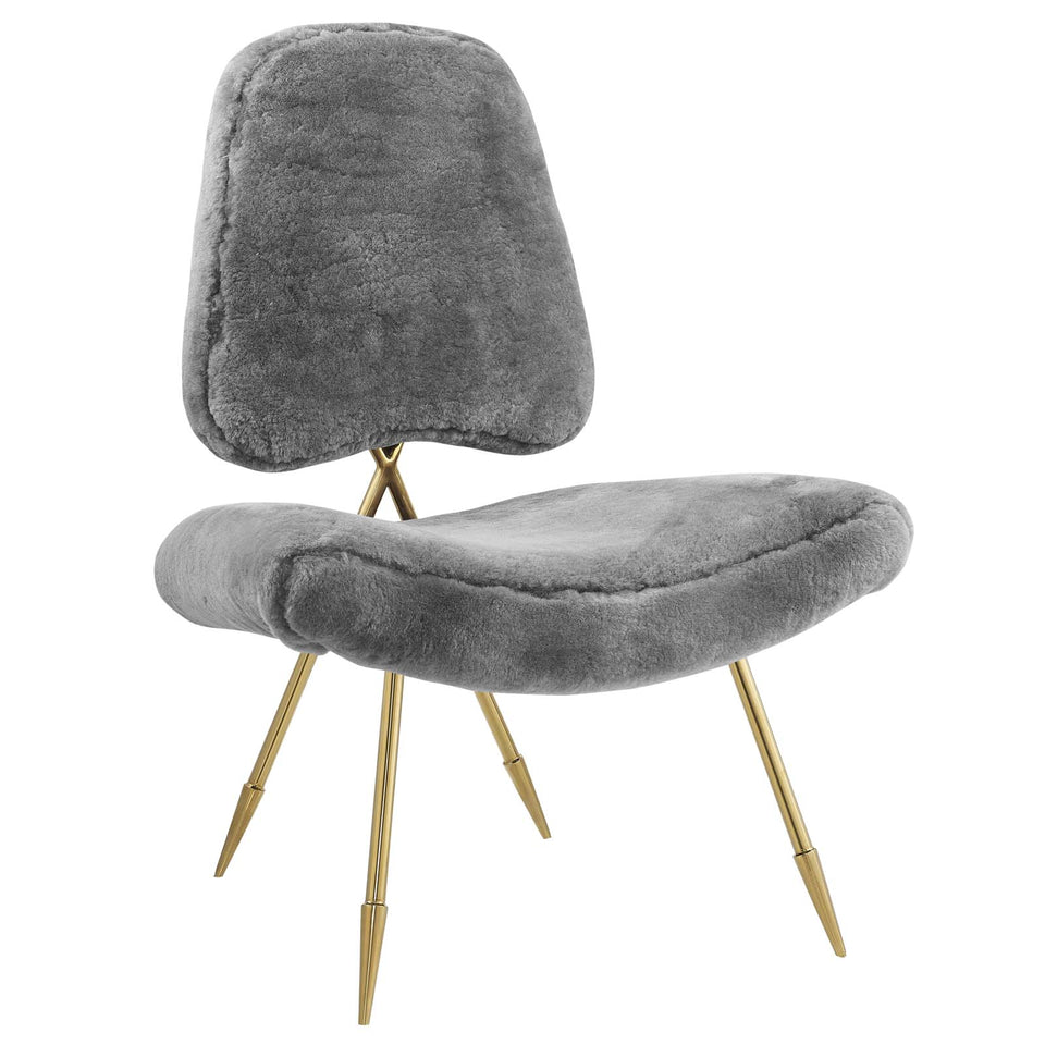 Ponder Upholstered Sheepskin Fur Lounge Chair.