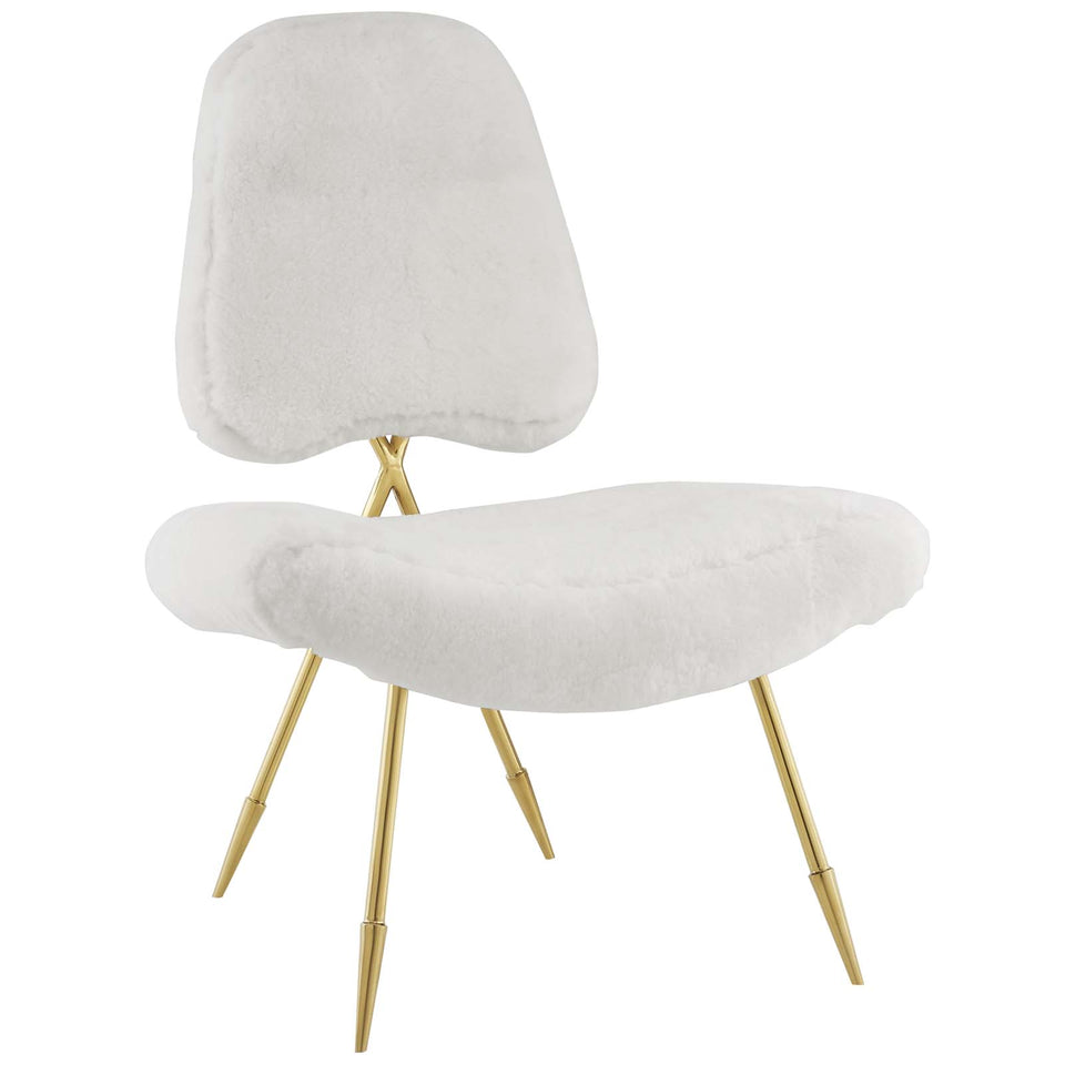 Ponder Upholstered Sheepskin Fur Lounge Chair.