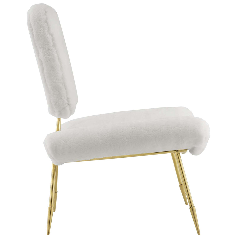 Ponder Upholstered Sheepskin Fur Lounge Chair.