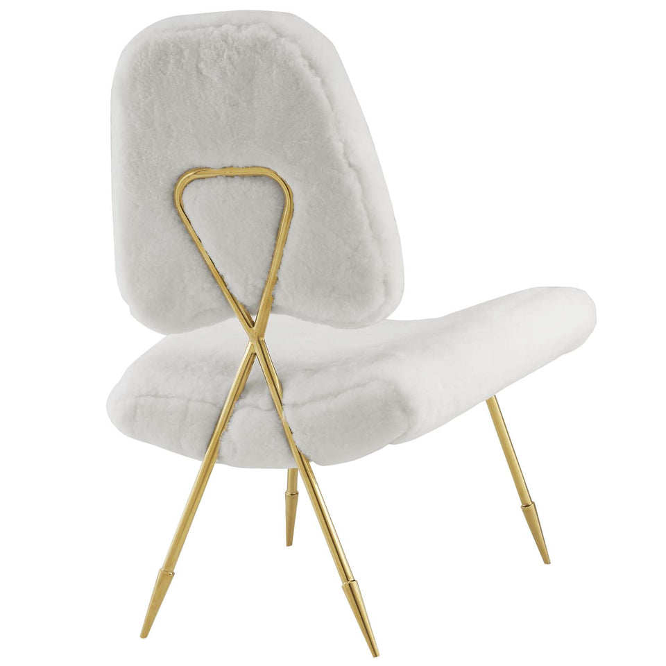 Ponder Upholstered Sheepskin Fur Lounge Chair.