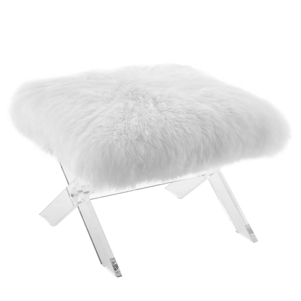 Swift Sheepskin Bench in Clear White.