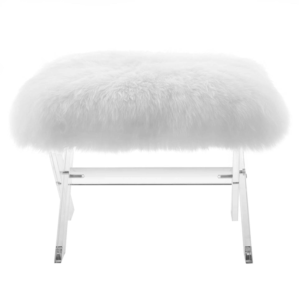Swift Sheepskin Bench in Clear White.