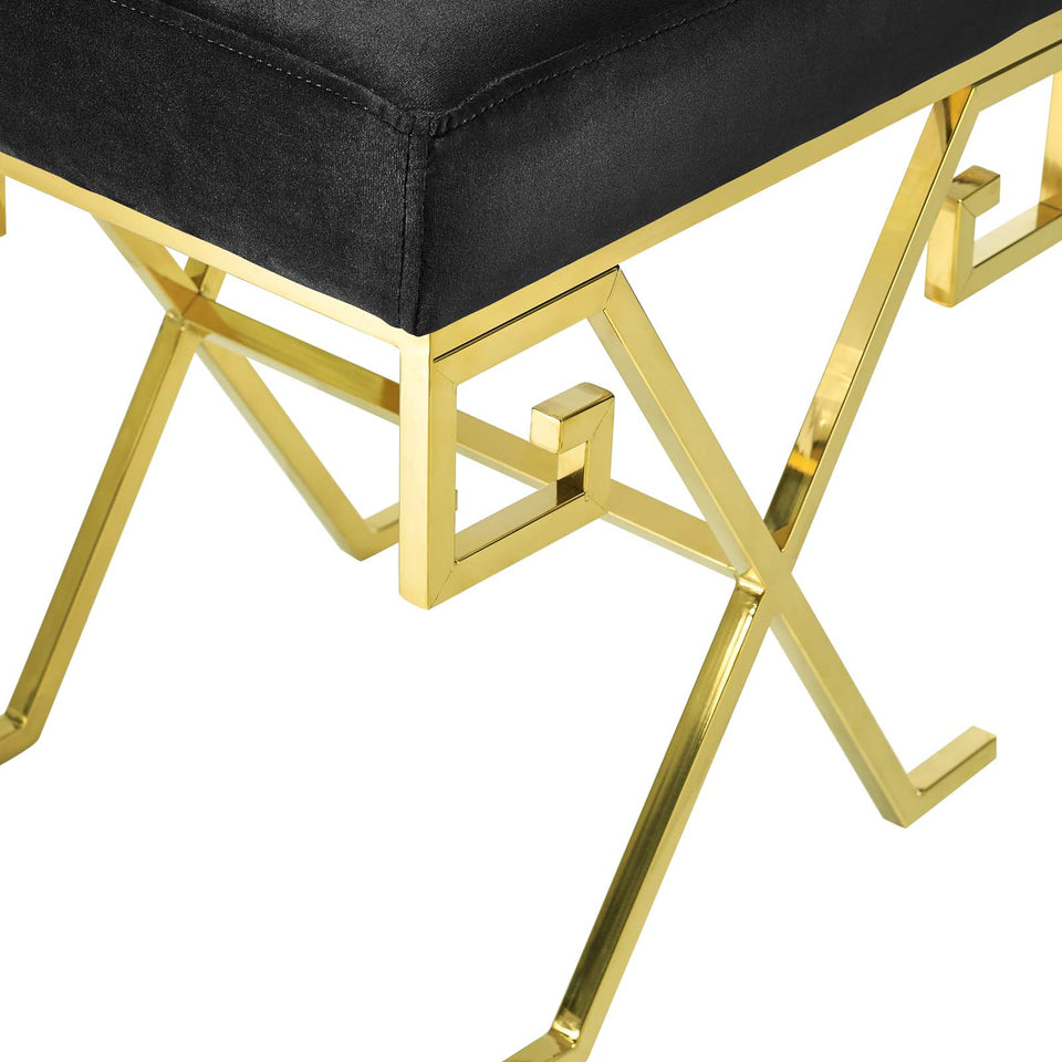 Twist Performance Velvet Bench in Gold.