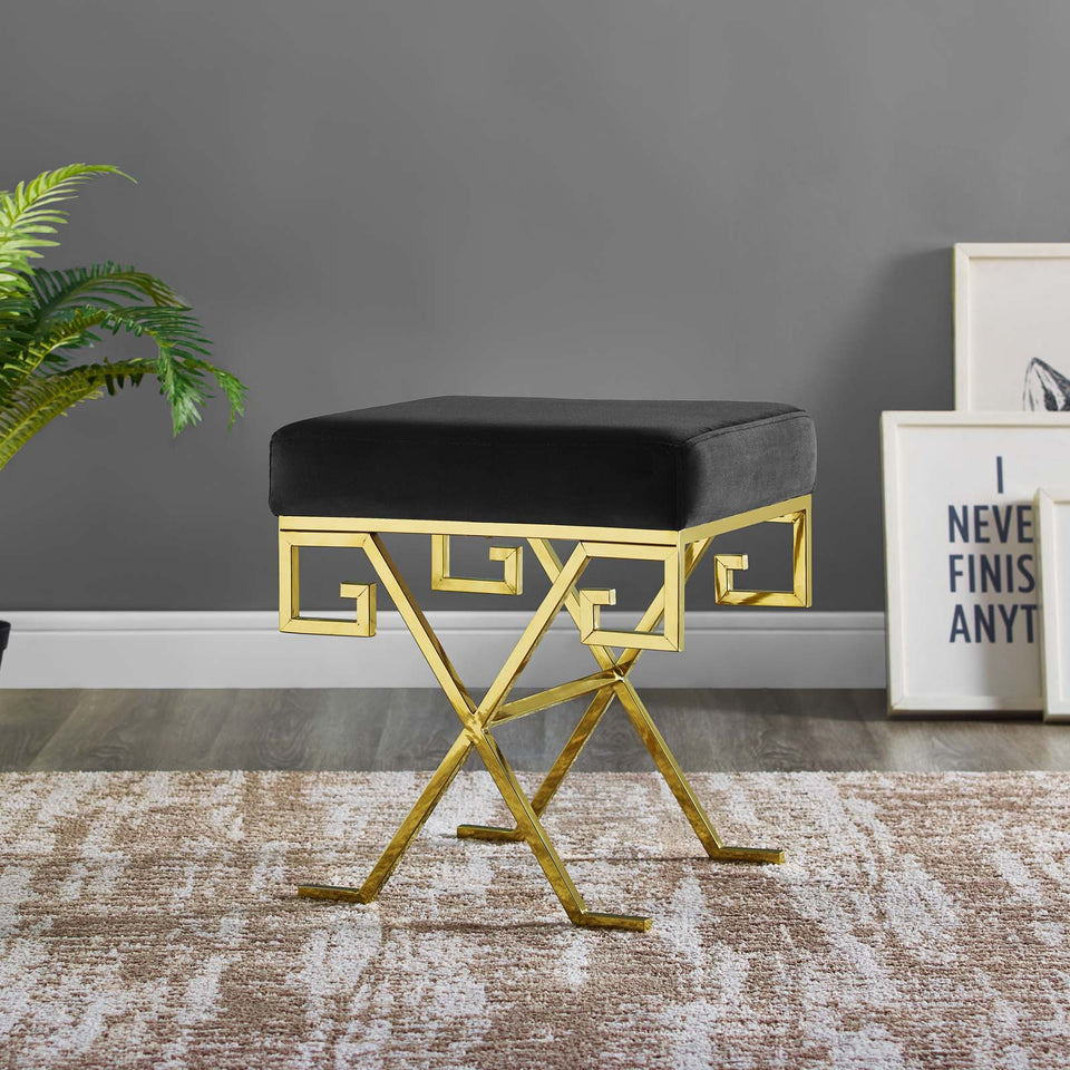 Twist Performance Velvet Bench in Gold.