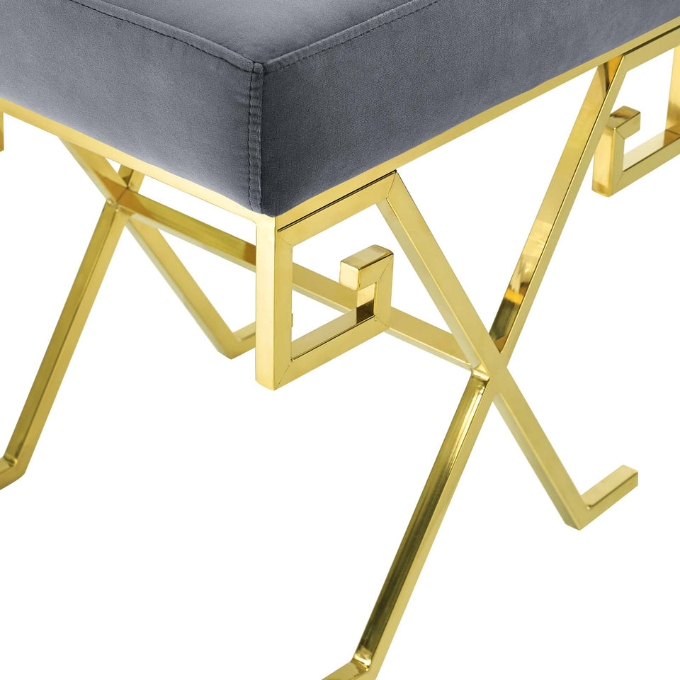 Twist Performance Velvet Bench in Gold.
