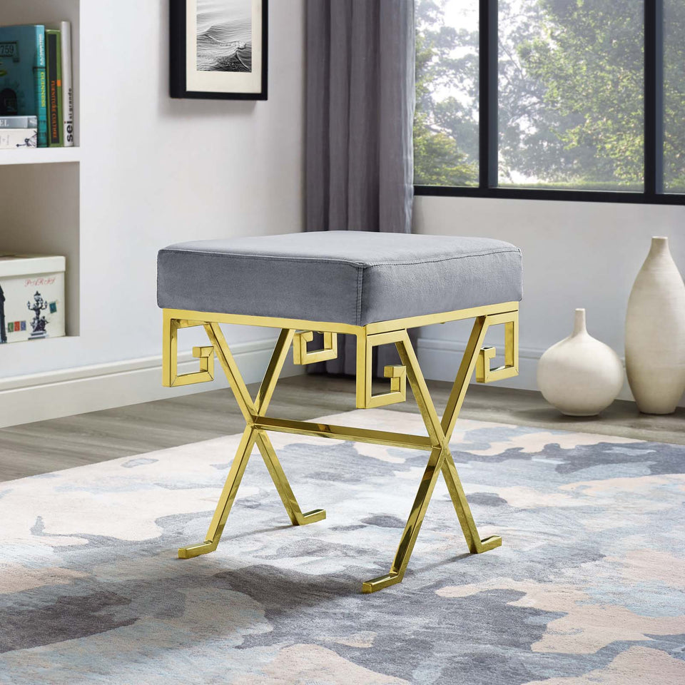 Twist Performance Velvet Bench in Gold.