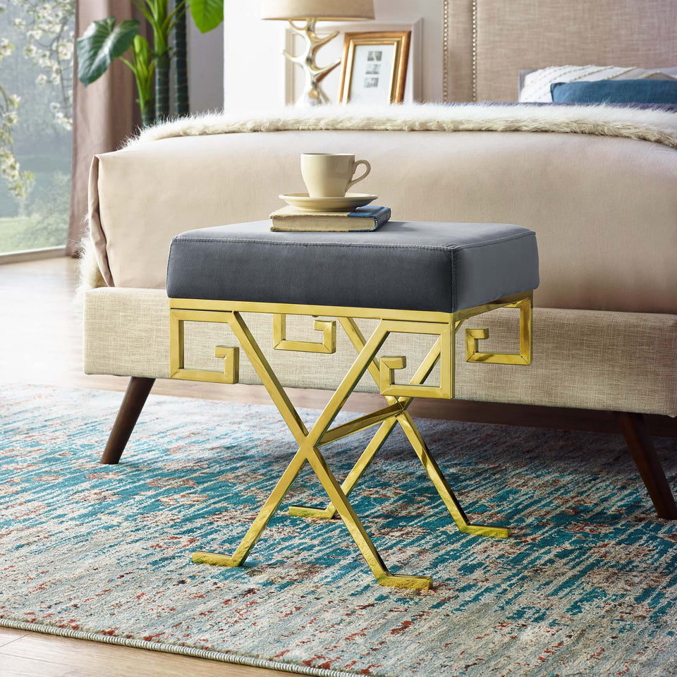 Twist Performance Velvet Bench in Gold.