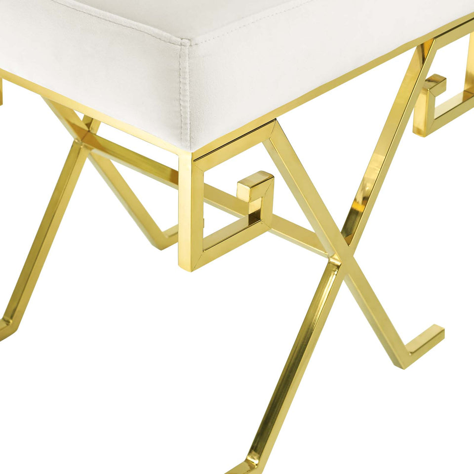 Twist Performance Velvet Bench in Gold.