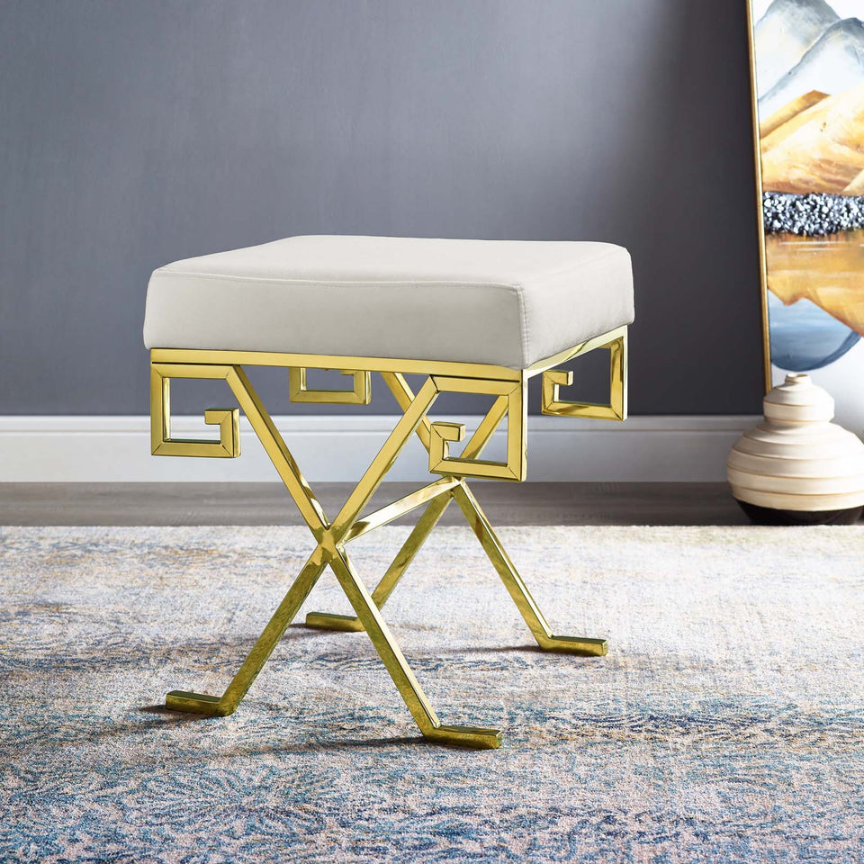 Twist Performance Velvet Bench in Gold.