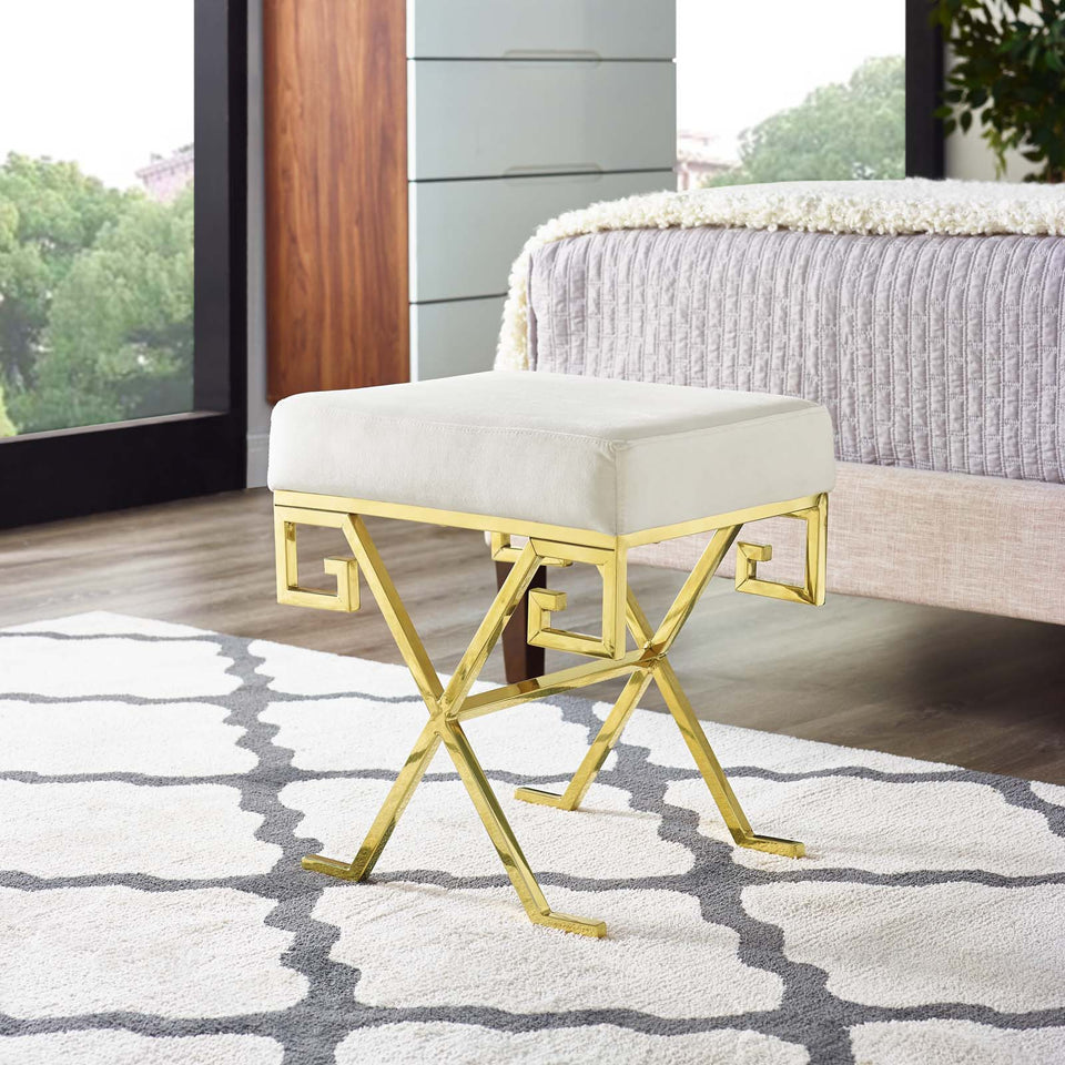 Twist Performance Velvet Bench in Gold.