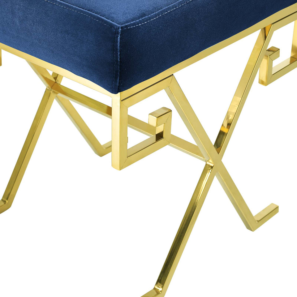 Twist Performance Velvet Bench in Gold.