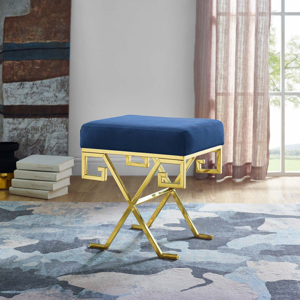 Twist Performance Velvet Bench in Gold.