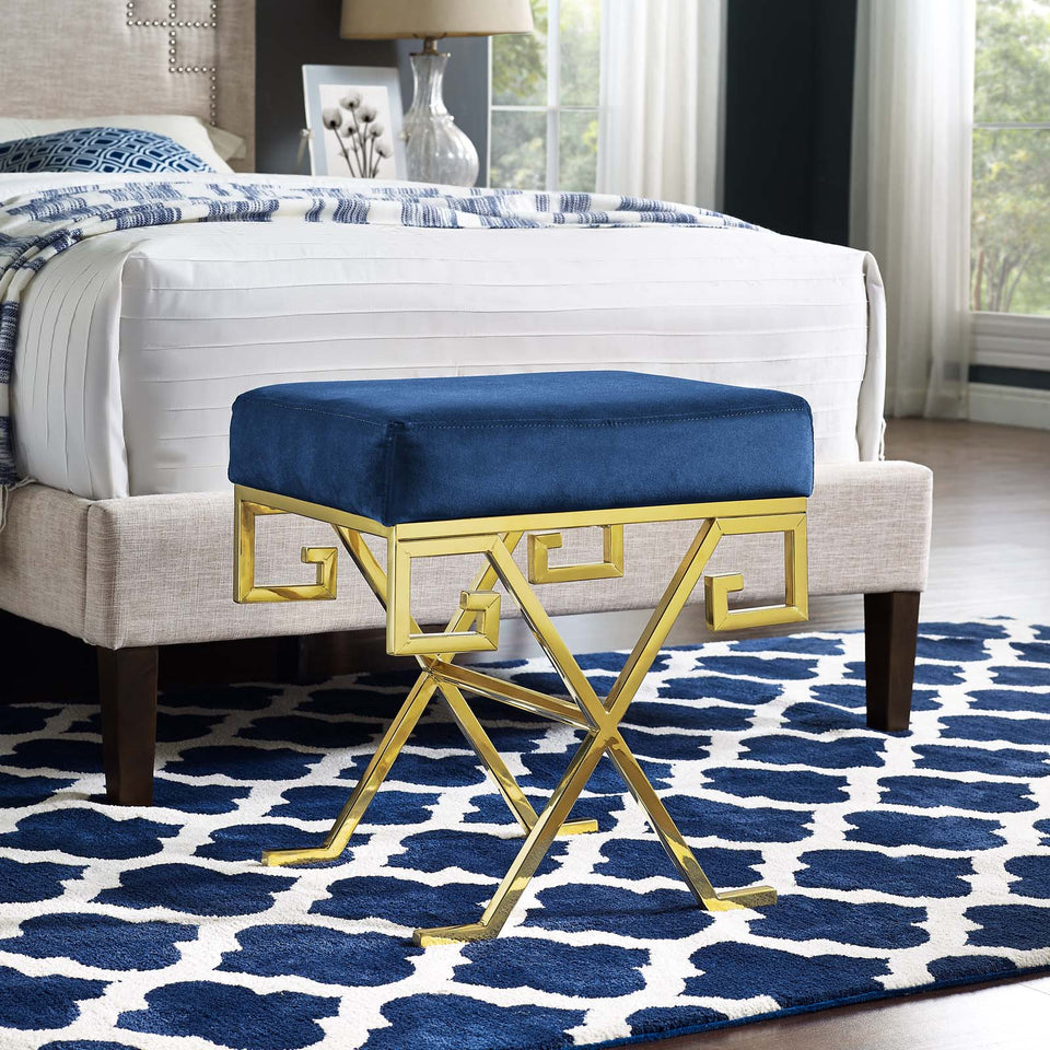 Twist Performance Velvet Bench in Gold.
