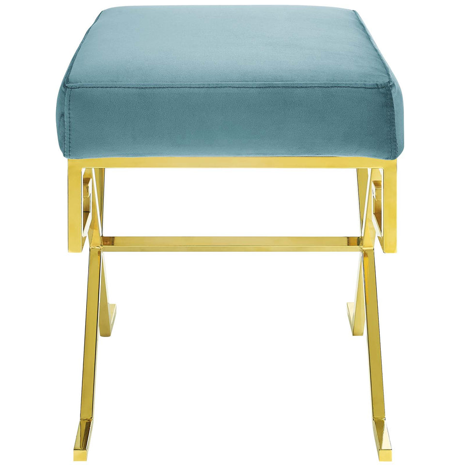 Twist Performance Velvet Bench in Gold.