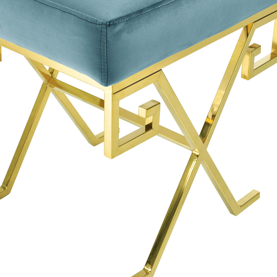 Twist Performance Velvet Bench in Gold.