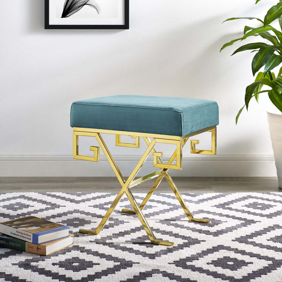 Twist Performance Velvet Bench in Gold.