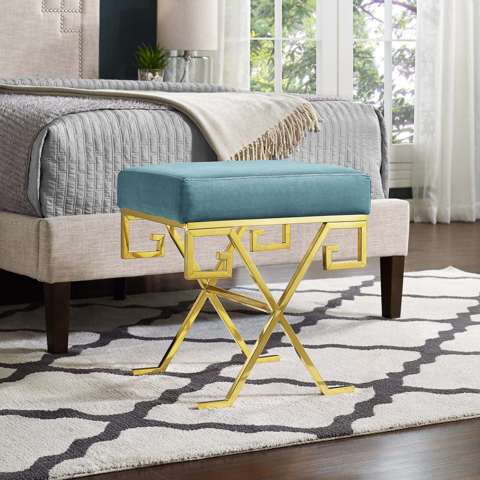 Twist Performance Velvet Bench in Gold.