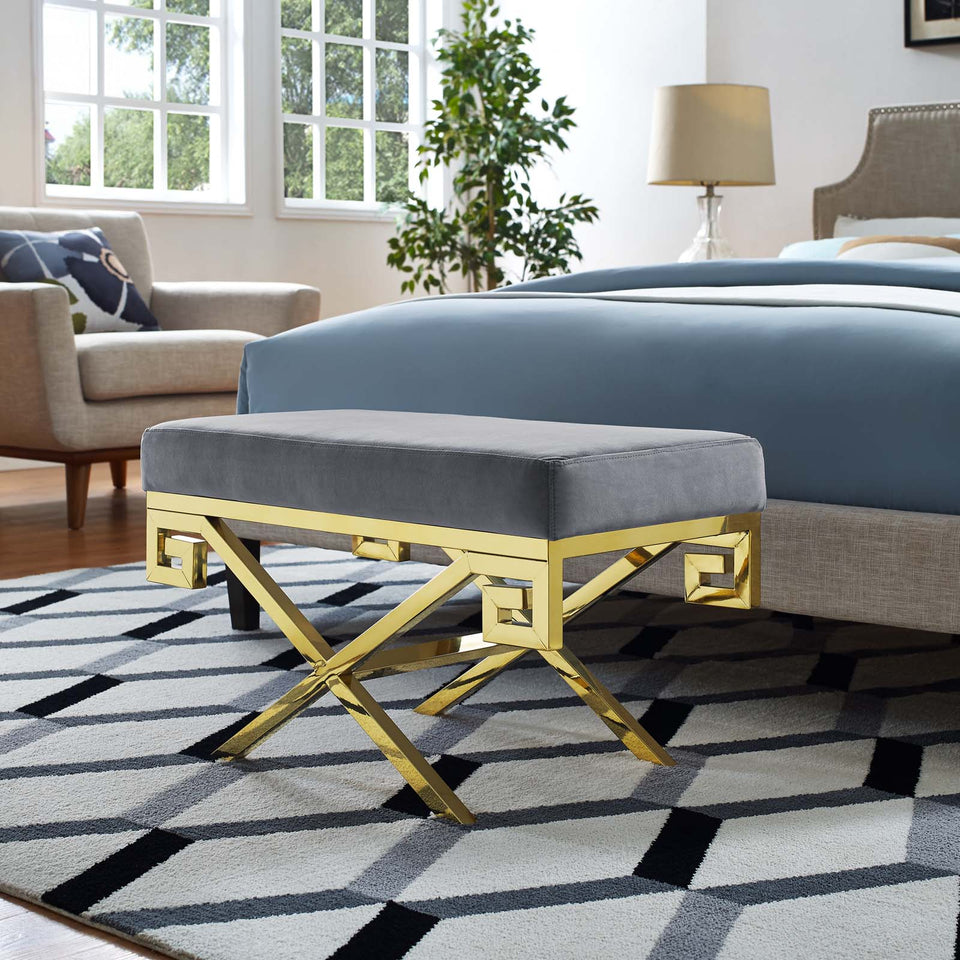 Rove Velvet Performance Velvet Bench in Gold.