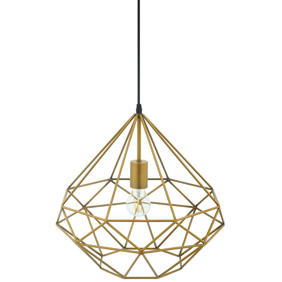 Rarity Diamond-Shaped Brass Pendant Light.