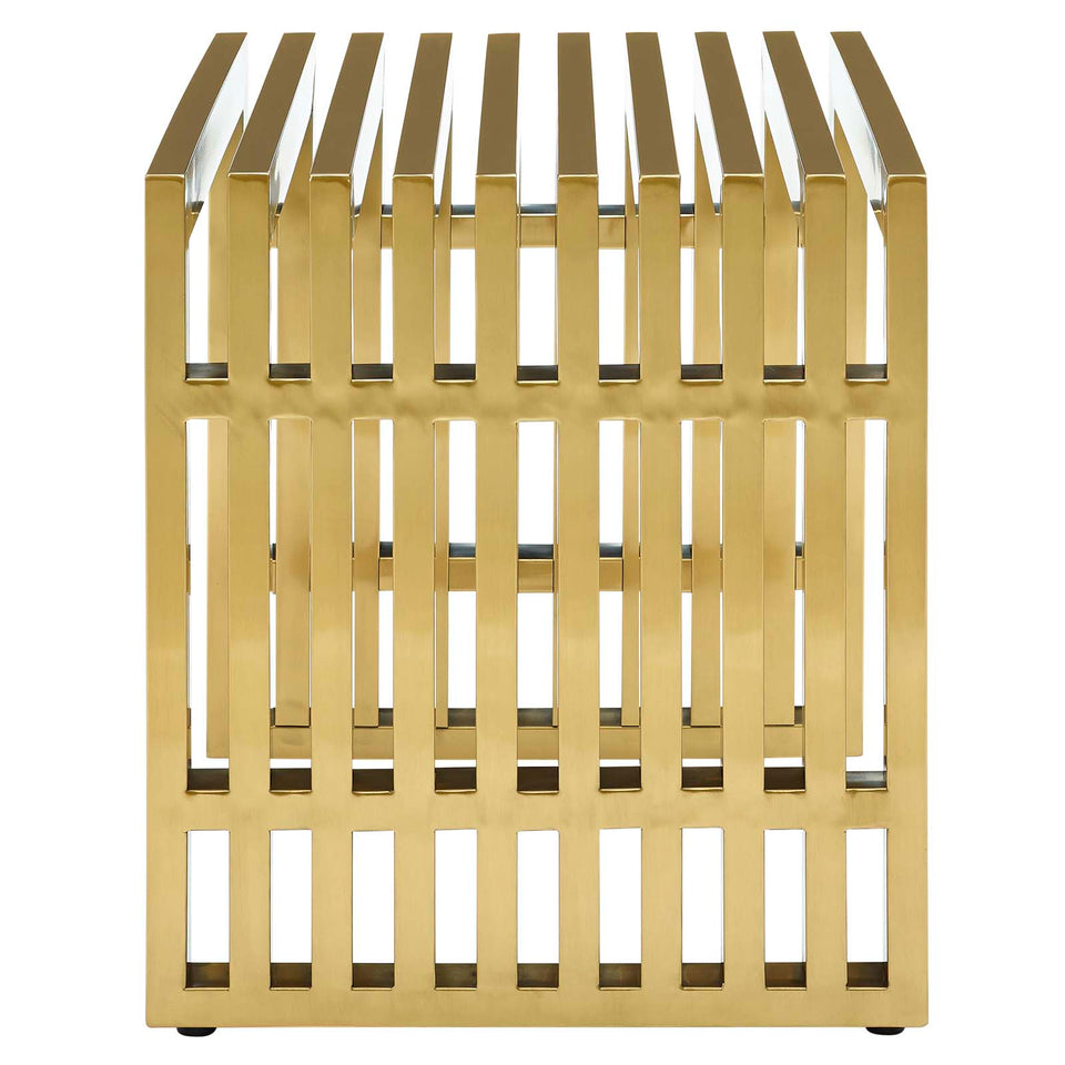 Gridiron Small Stainless Steel Bench in Gold.