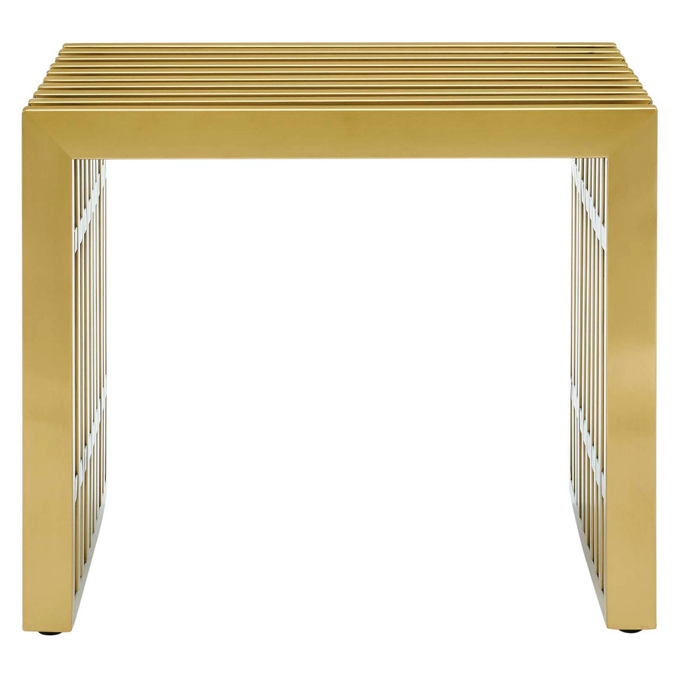 Gridiron Small Stainless Steel Bench in Gold.