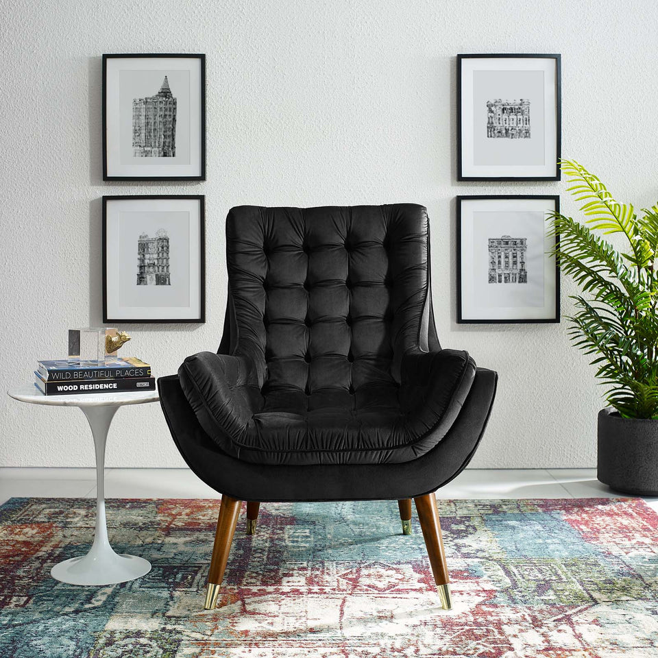 Suggest Button Tufted Performance Velvet Lounge Chair.