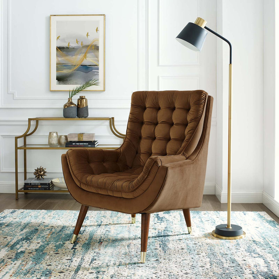 Suggest Button Tufted Performance Velvet Lounge Chair.