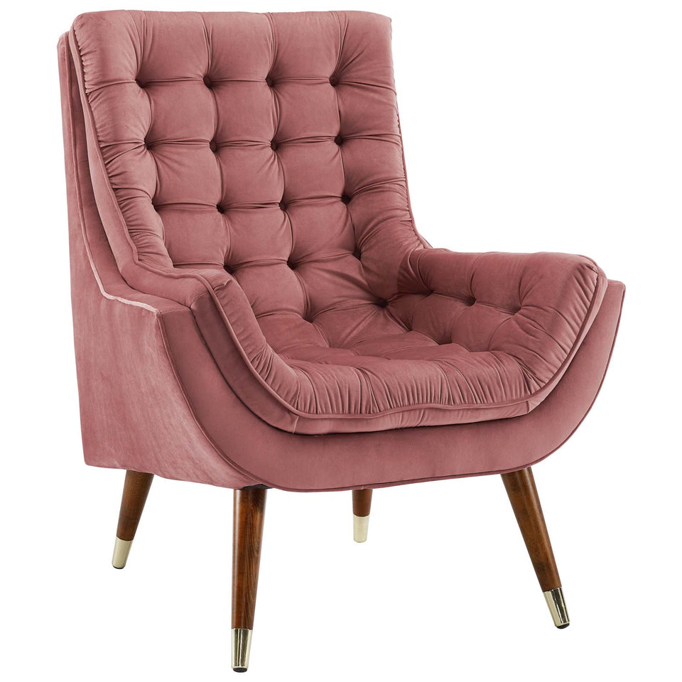 Suggest Button Tufted Performance Velvet Lounge Chair.