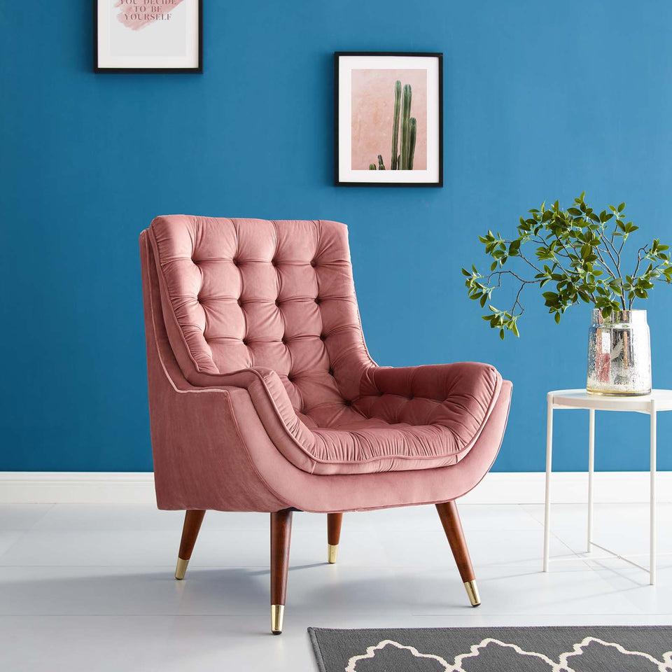 Suggest Button Tufted Performance Velvet Lounge Chair.