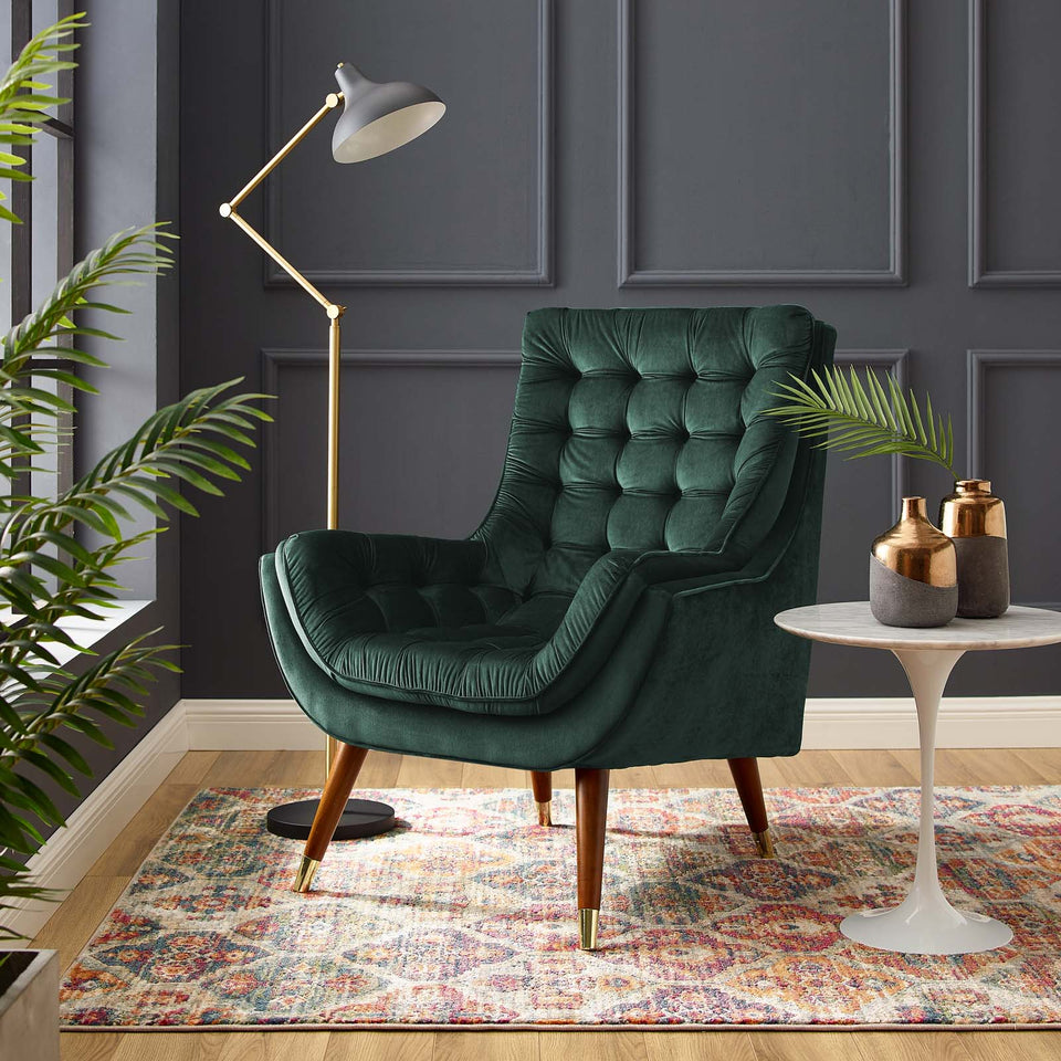 Suggest Button Tufted Performance Velvet Lounge Chair.