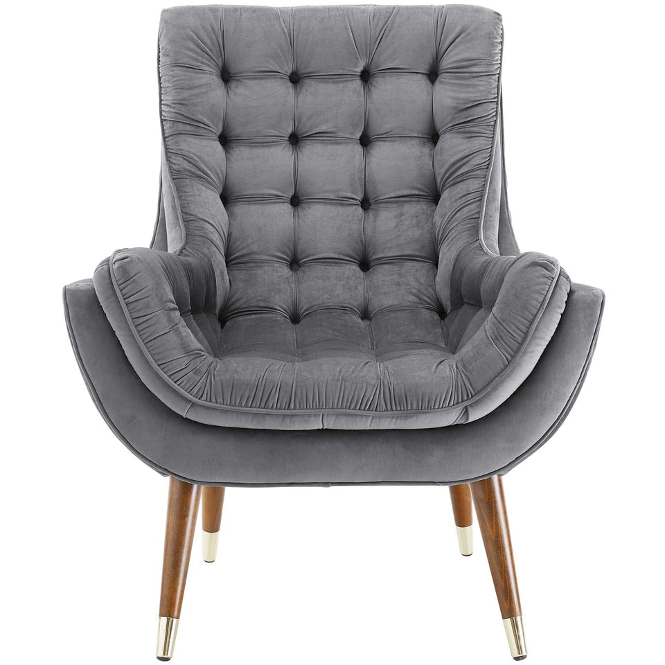 Suggest Button Tufted Performance Velvet Lounge Chair.