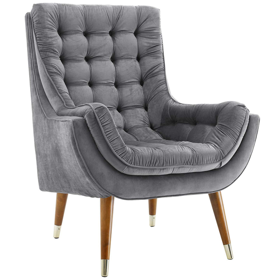 Suggest Button Tufted Performance Velvet Lounge Chair.