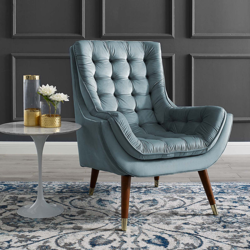 Suggest Button Tufted Performance Velvet Lounge Chair.