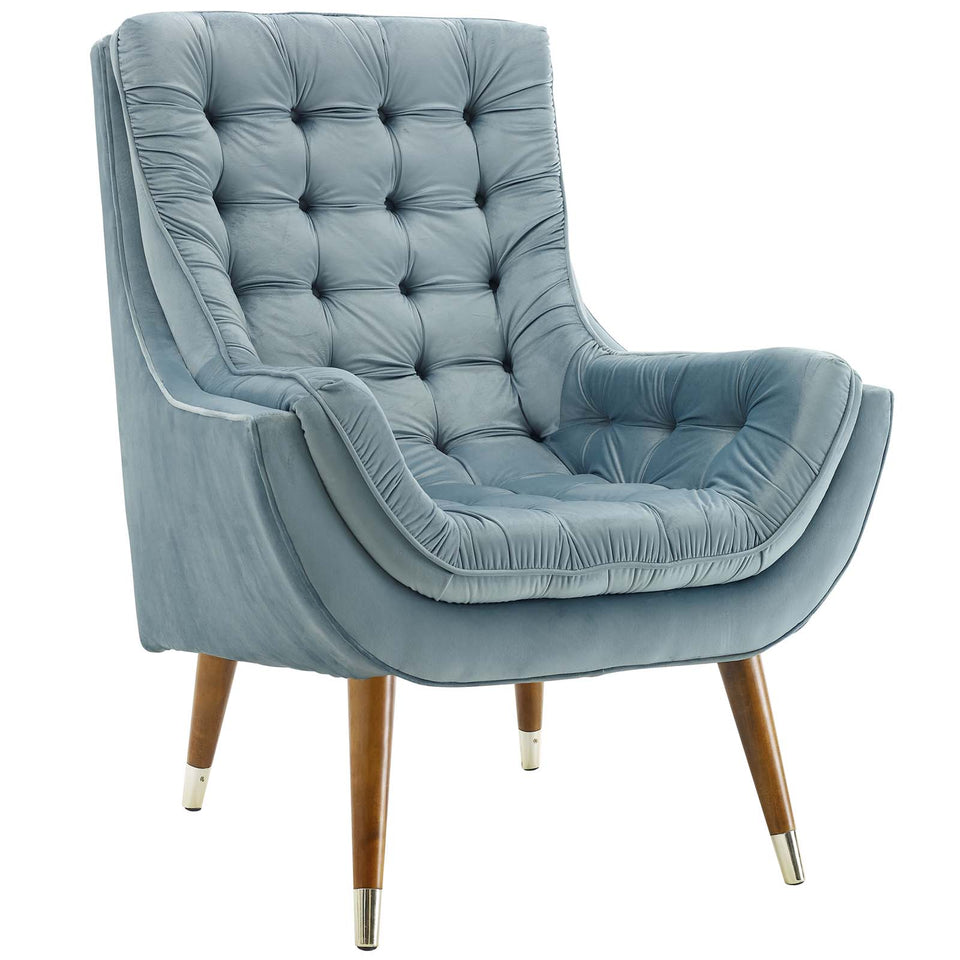 Suggest Button Tufted Performance Velvet Lounge Chair.