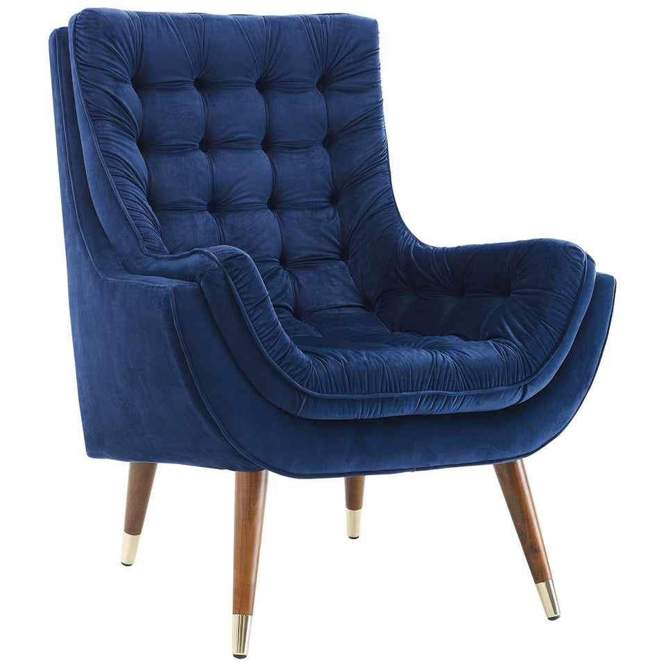 Suggest Button Tufted Performance Velvet Lounge Chair.